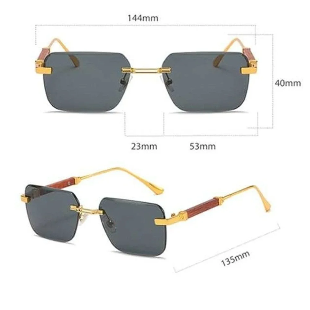 Men's Retro  Rectangular‎ Sunglasses Gold Blue Gradient Lenses Fashion Eyewear